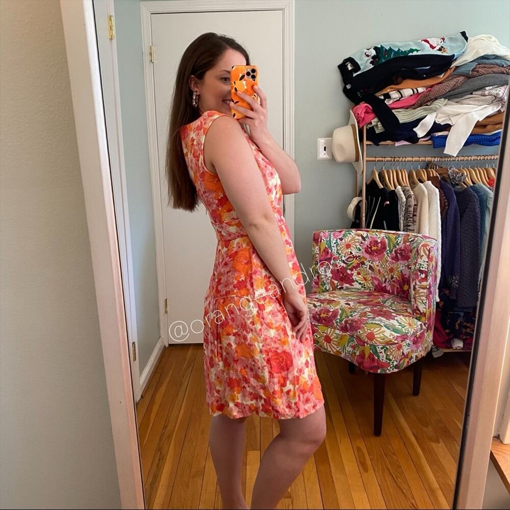 Anthropologie Shoshanna Pink Watercolor Floral Sheath Mini Dress Spring 8 - Picture 4 of 12